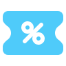 Black Friday coupon icon, rectangular coupon with bold text, positioned near the gauge bar in a bright, modern interface